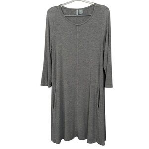 Paraphrase Gray Knit A-Line Midi Dress with Pockets Size M